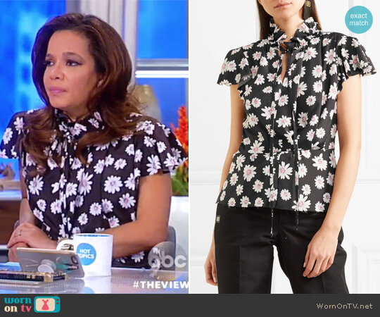 Balenciaga Floral-print satin top worn by Sunny Hostin on The View