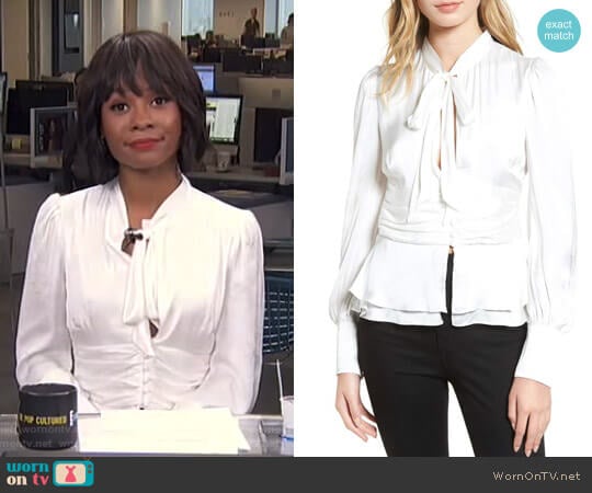 Bardot Tie Front Blouse worn by Zuri Hall on E! News