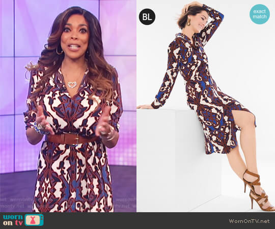 Chicos Printed Shirt Dress worn by Wendy Williams on The Wendy Williams Show
