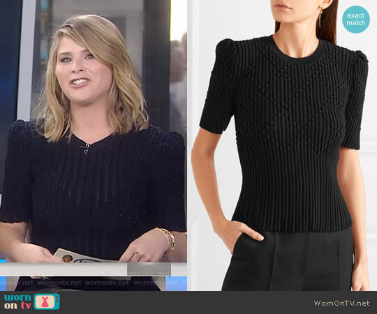 Bottega Veneta Metallic Ribbed Sweater worn by Jenna Bush Hager on Today