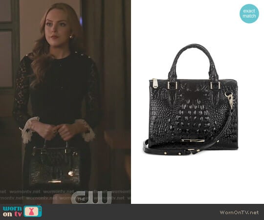 Brahmin Melbourne Anywhere Convertible Satchel worn by Fallon Carrington (Elizabeth Gillies) on Dynasty
