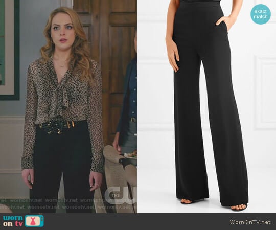 Brandon Maxwell Crepe Wide-Leg Pants worn by Fallon Carrington (Elizabeth Gillies) on Dynasty