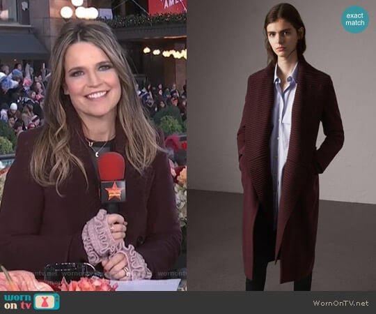Burberry Detachable Rib Knit Collar Cashmere Coat worn by Savannah Guthrie on Today