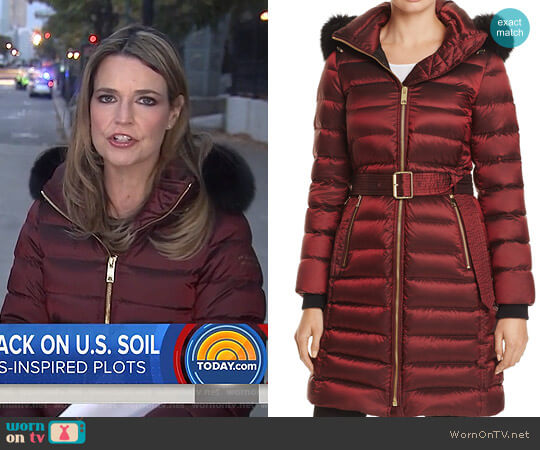 Burberry Limefield Fur Trim Hooded Puffer Coat worn by Savannah Guthrie on Today