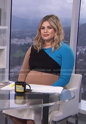 Carissa’s colorblock long sleeve dress on E! News Daily Pop