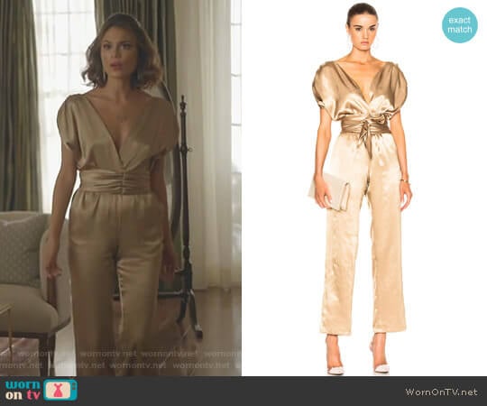 Carolina Ritzler Luisa Jumpsuit worn by Cristal Flores (Nathalie Kelley) on Dynasty