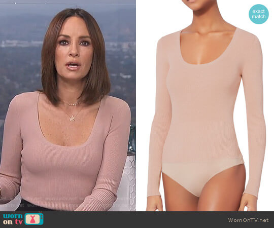 Exclusive for Intermix Caterina Lace-Up Grommet Bodysuit worn by Catt Sadler on E! News