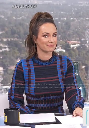 Catt’s blue striped dress on E! News Daily Pop