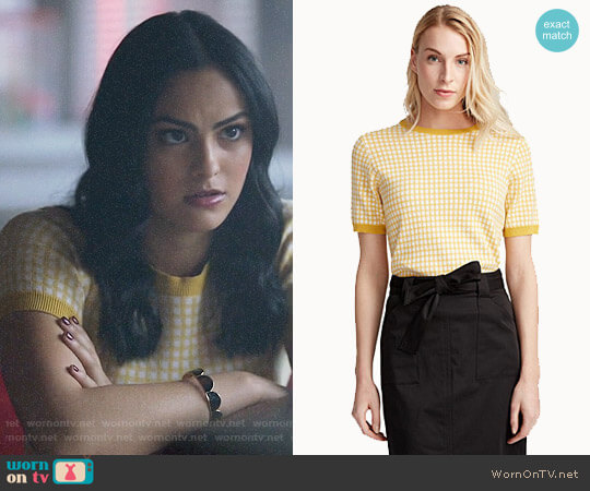 Contemporaine Organic Cotton Gingham Sweater worn by Veronica Lodge (Camila Mendes) on Riverdale
