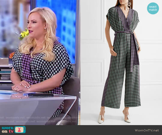 Diane von Furstenberg Gingham silk crepe de chine jumpsuit worn by Meghan McCain on The View
