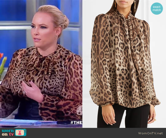 Dolce & Gabbana Pussy-bow leopard-print silk-chiffon blouse worn by Meghan McCain on The View