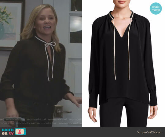 Derek Lam Long-Sleeve Tie-Neck Silk Blouse worn by Arizona Robbins (Jessica Capshaw) on Greys Anatomy