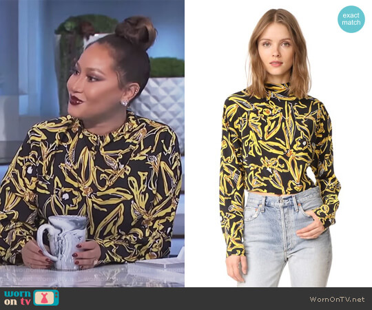 Diane von Furstenberg High Neck Blouse worn by Adrienne Houghton on The Real