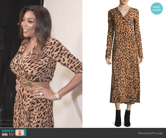 Diane von Furstenberg Long-Sleeve Midi Wrap Dress worn by Wendy Williams on The Wendy Williams Show