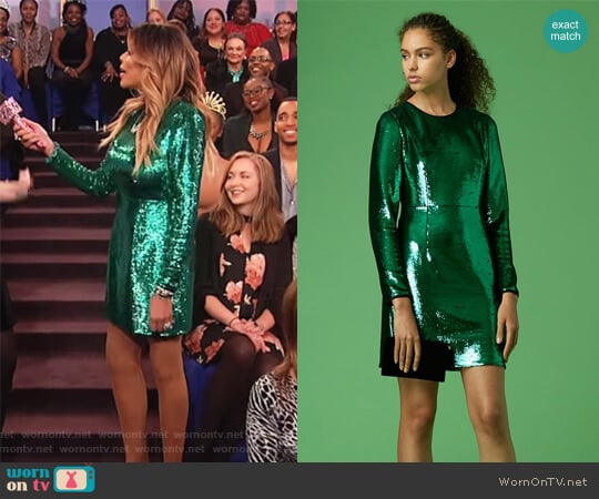 Diane von Furstenberg Long-Sleeve Tailored Sequin Mini Dress worn by Wendy Williams on The Wendy Williams Show