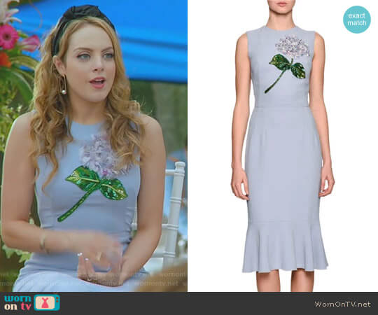 Dolce & Gabbana Hydrangea Embellished Flounce-Hem Dress worn by Fallon Carrington (Elizabeth Gillies) on Dynasty