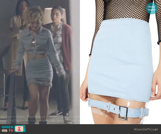 Dolls Kill Replicant Clear Paneled Denim Skirt worn by Star Davis (Jude Demorest) on Star
