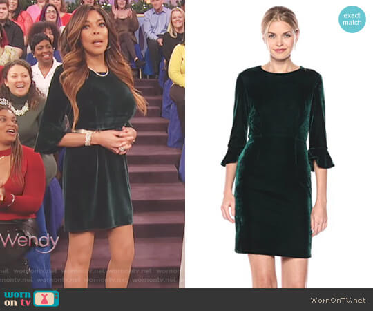 Donna Morgan Jean 3/4 Bell Sleeve Velvet Sheath Dress worn by Wendy Williams on The Wendy Williams Show