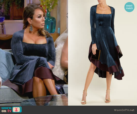 Esteban Cortazar Square-neck stretch-velvet dress worn by Kelly Dodd on The Real Housewives of Orange County