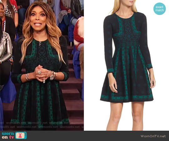 Eliza J Pattern Double-Knit Fit & Flare Dress worn by Wendy Williams on The Wendy Williams Show