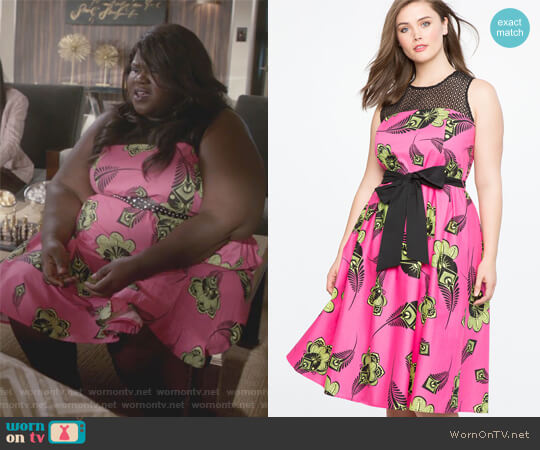 Eloquii Pleated Poplin Dress with Eyelet Yoke worn by Becky (Gabourey Sidibe) on Empire