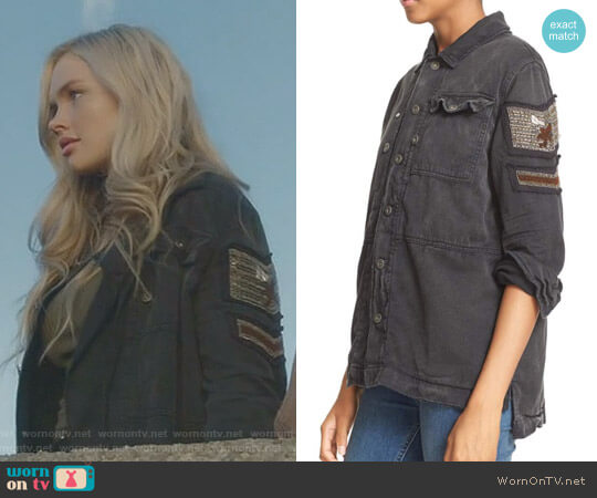 Free People Embellished Military Shirt Jacket worn by Lauren Strucker (Natalie Alyn Lind) on The Gifted