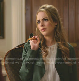 Fallon’s green trench coat on Dynasty
