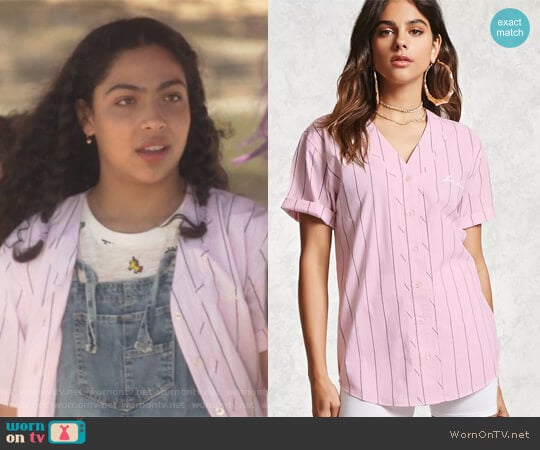 Forever 21 Los Angeles Baseball Jersey Top worn by Molly Hernandez (Allegra Acosta) on Marvels Runaways