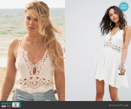 Free People Ilektra Lace Cami Mini Dress worn by Karolina Dean (Virginia Gardner) on Marvels Runaways