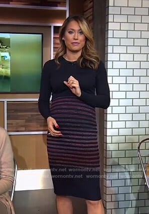 Ginger’s black striped pencil skirt on Good Morning America