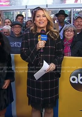 Ginger’s black windowpane coat on Good Morning America