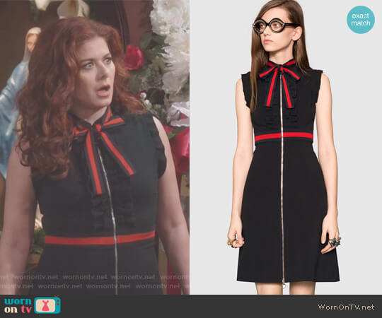 Gucci Jersey dress with Web trim worn by Grace Adler (Debra Messing) on Will and Grace