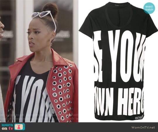 Haider Ackermann Be Your Own Hero T-shirt worn by Tiana Brown (Serayah McNeill) on Empire