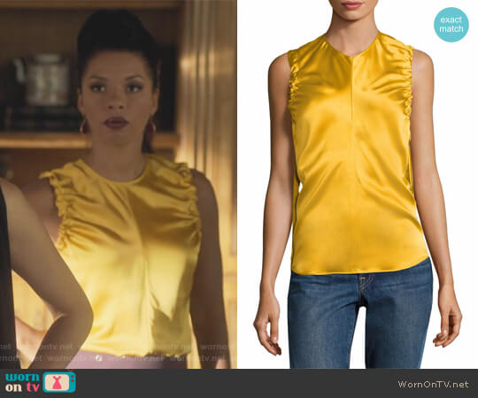 Helmut Lang Armhole Ruched Silk Tank Top worn by Catherine Wilder (Angel Parker) on Marvels Runaways