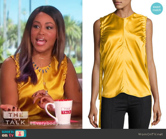 Helmut Lang Ruched Armhole Sateen Silk Tank worn by Eve on The Talk
