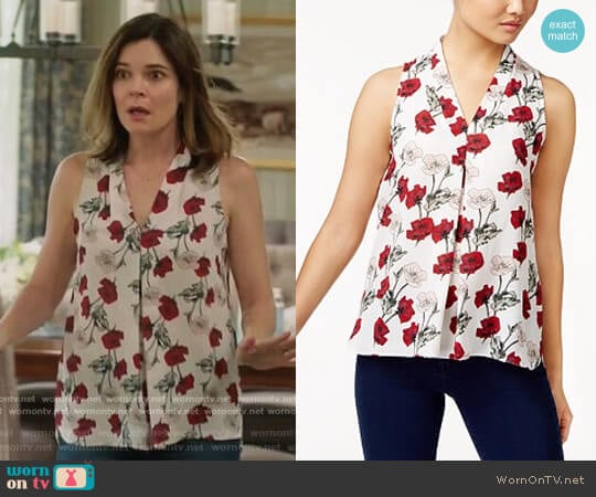 Vince Camuto Inverted-Pleat Blouse worn by Heather Hughes (Betsy Brandt) on Life in Pieces