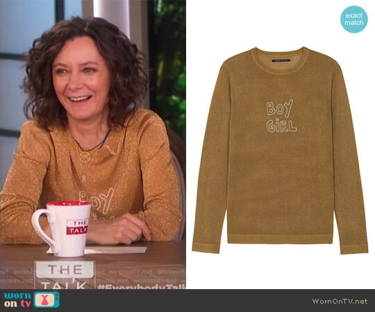 J Brand Sparkle Boy Girl Jumper in Gold Lurex worn by Sara Gilbert on The Talk