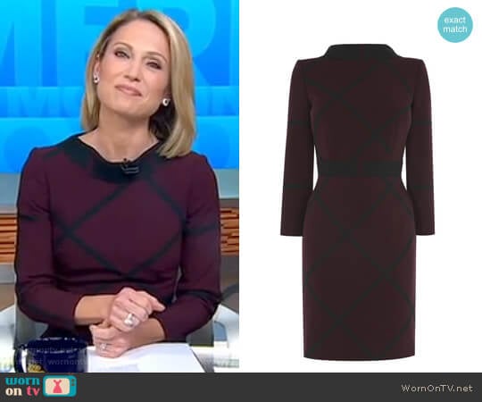 Karen Millen Check Shift Dress worn by Amy Robach on Good Morning America
