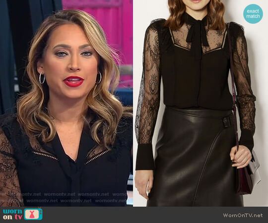 Karen Millen Lace and Sheer Shirt worn by Ginger Zee on Good Morning America
