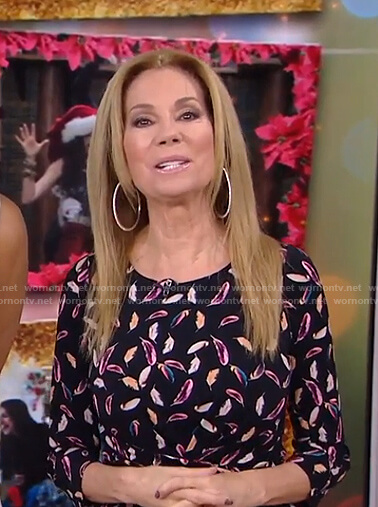 Kathie’s black feather print dress on Today