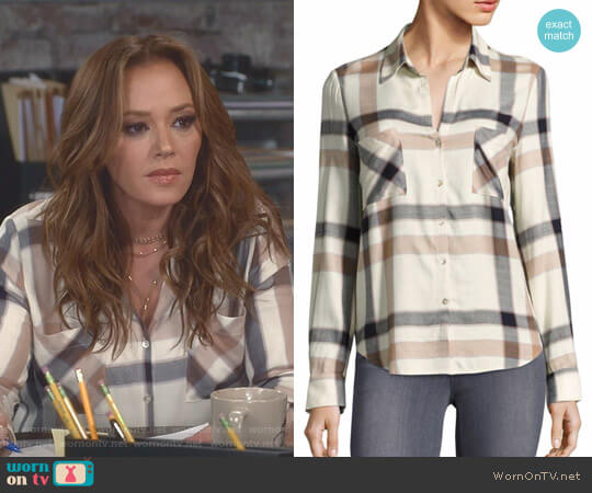 LAgence Plaid Long-Sleeve Button-Down Shirt worn by Vanessa Cellucci (Leah Remini) on Kevin Can Wait