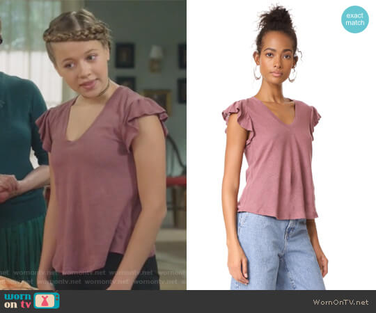 La Vie Rebecca Taylor Short Sleeve Washed Textured Jersey Top worn by Samantha Hughes (Holly Barrett) on Life in Pieces