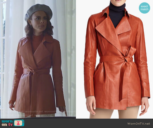 Lafayette 148 New York Leather Trench worn by Cristal Flores (Nathalie Kelley) on Dynasty