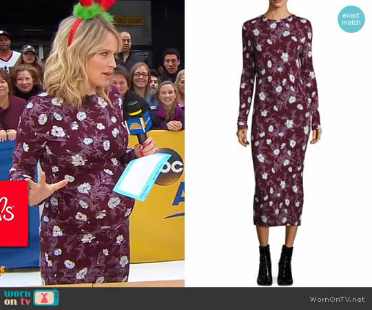 Carven Long Jersey Floral Dress worn by Sara Haines on Good Morning America