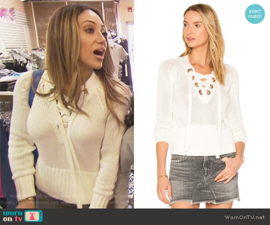 Lovers + Friends Lace Up Yaht Sweater worn by Melissa Gorga on The Real Housewives of New Jersey