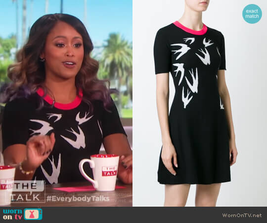 Alexander McQueen Swallow Intarsia Skater Dress worn by Eve on The Talk