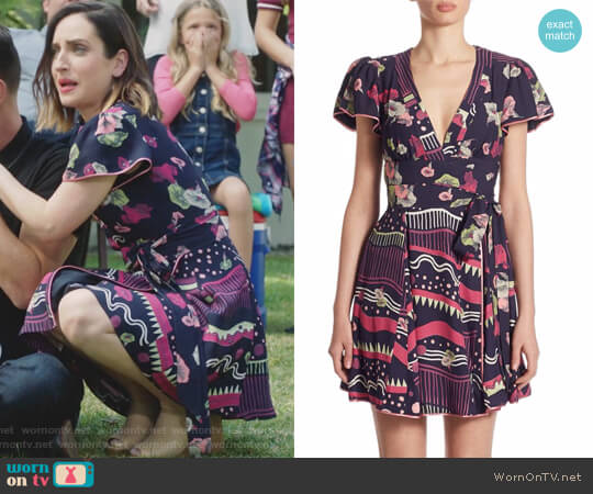 Marc Jacobs Floral-Print Tie Dress worn by Jennifer Short (Zoe Lister-Jones) on Life in Pieces