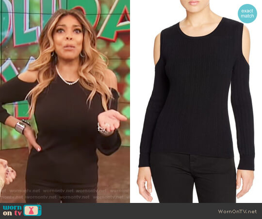 Marled Ribbed Cold Shoulder Sweater worn by Wendy Williams on The Wendy Williams Show