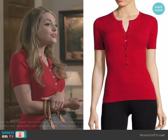 Michael Kors Collection Wool Henley Tee worn by Fallon Carrington (Elizabeth Gillies) on Dynasty