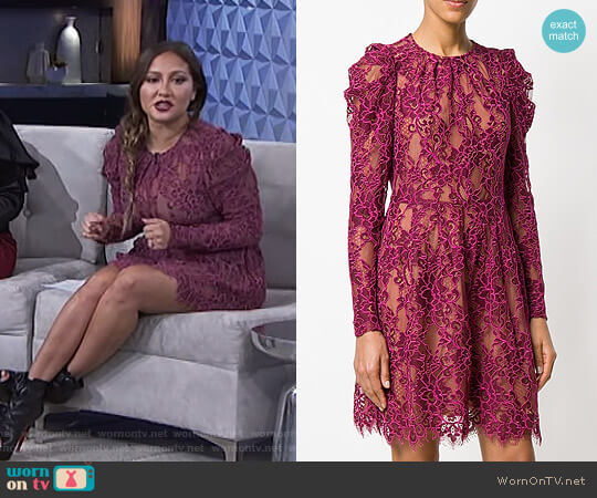 MICHAEL Michael Kors Scalloped Floral Lace Dress worn by Adrienne Houghton on The Real